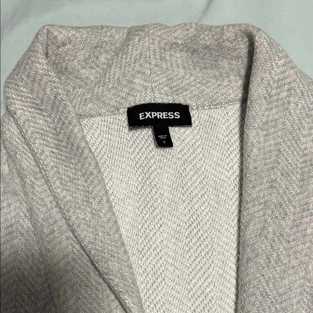Express Light Gray Textured Cardigan